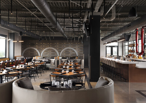 a restaurant with tables and chairs