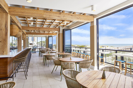 a room with tables and chairs