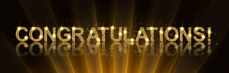 Congratulations in gold letters 